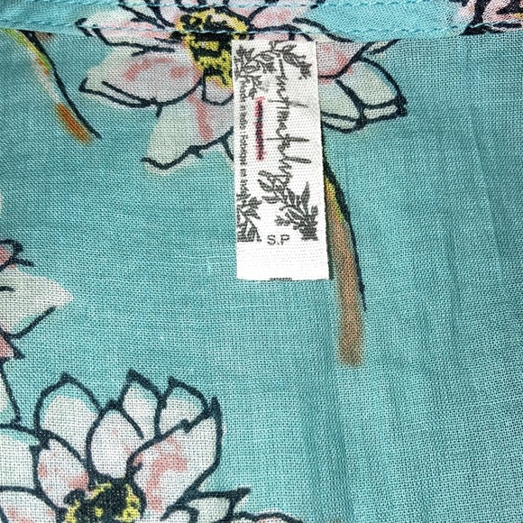 Intimately by FREE PEOPLE Floral Print Babyblue Short Sleeve Bodysuit Blouse S - Picture 12 of 12